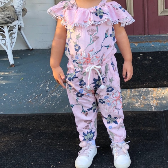 2T Pink Flower Jumpsuit - Picture 3 of 3